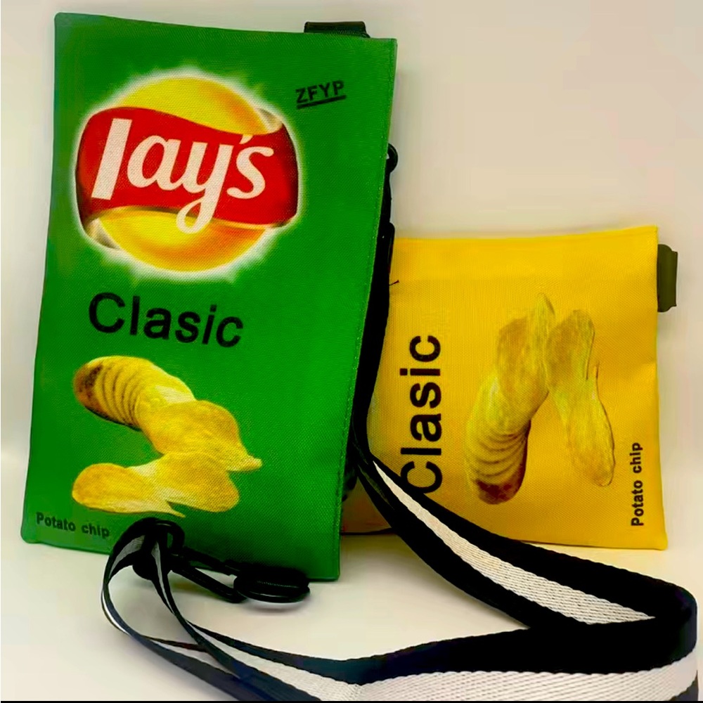 Potatoes chip,crossbody ,strap, adjustable bag.Fun way to create laughter.